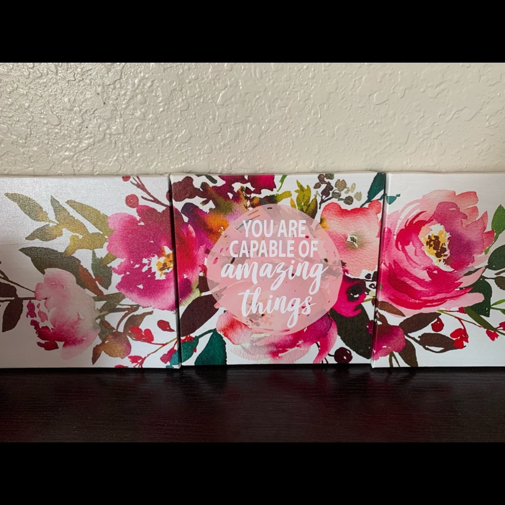 Canvas Art Decor + mini fake plant decor